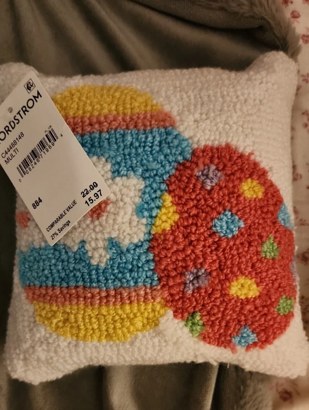 Nordstrom Easter Egg and Bunny Accent Pillows in White, Green, Red, Blue, Yellow